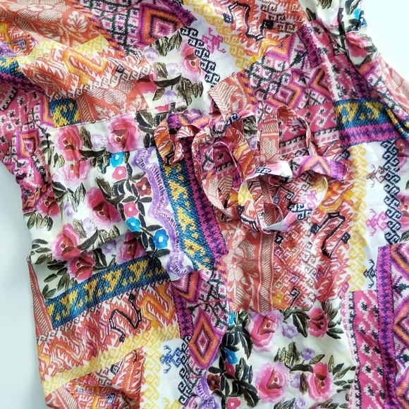 UNCLE FRANK Bohemian Floral Patchwork Midi Dress XS - Picture 8 of 12